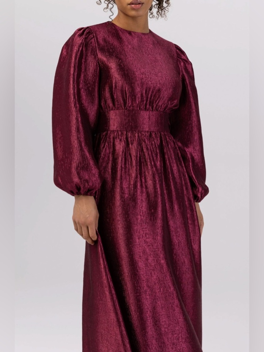VEILED Raya Balloon Sleeve Maxi Dress Deep Burgundy